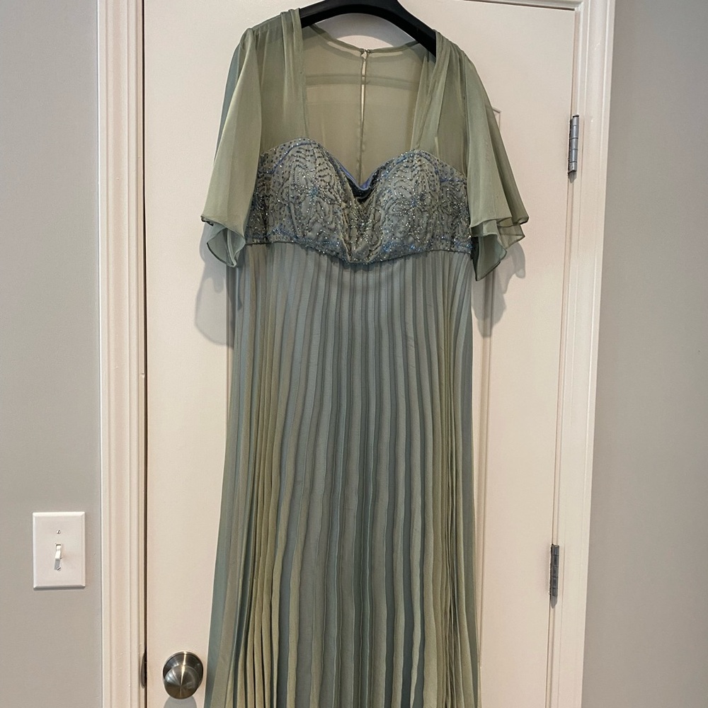 Sea foam green floor length gown